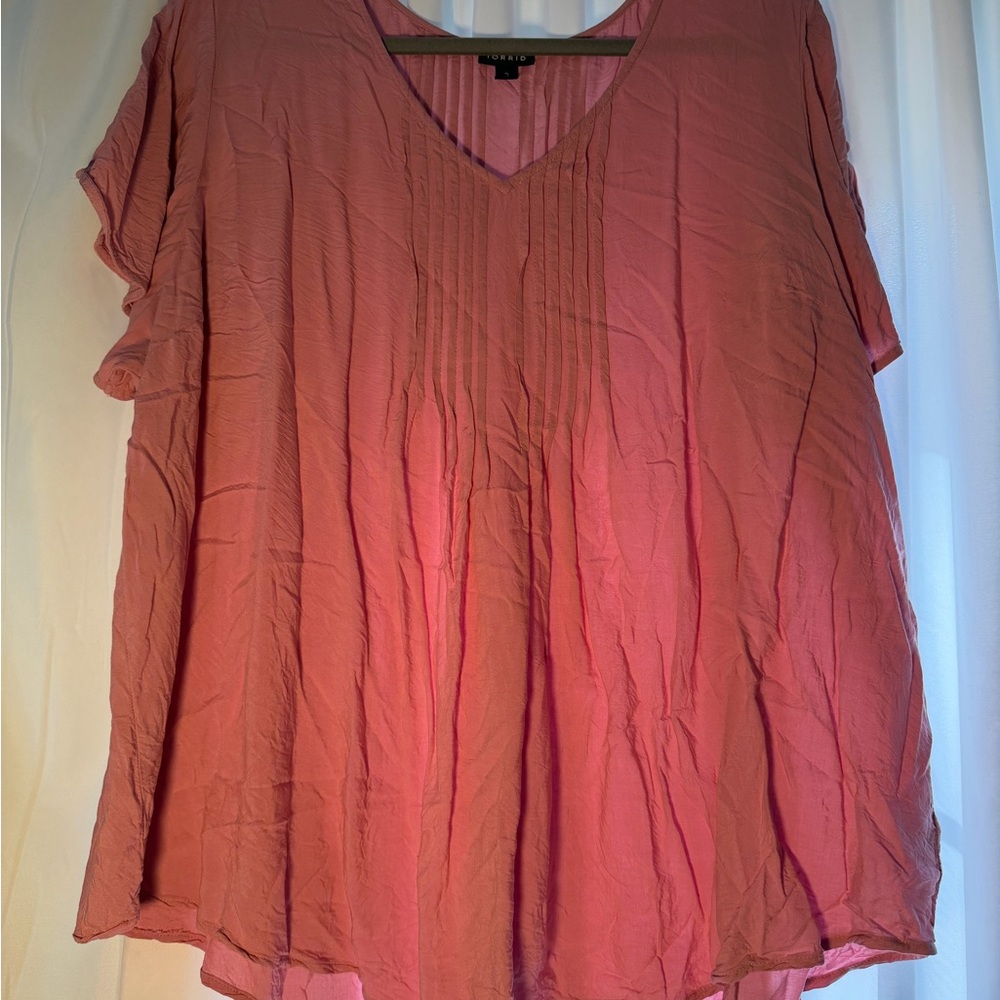 Torrid Coral V-Neck Blouse